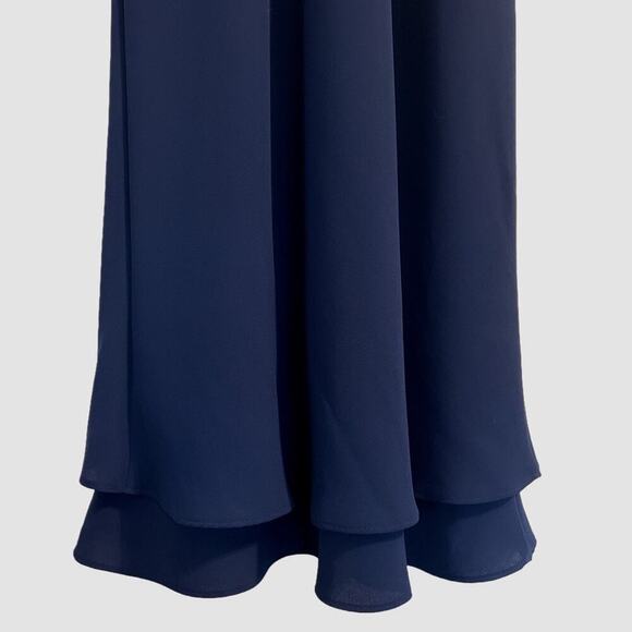 Talbots Maxi Dress Size 6 Petite Navy Blue Tailored Cowl Neck - Picture 5 of 9